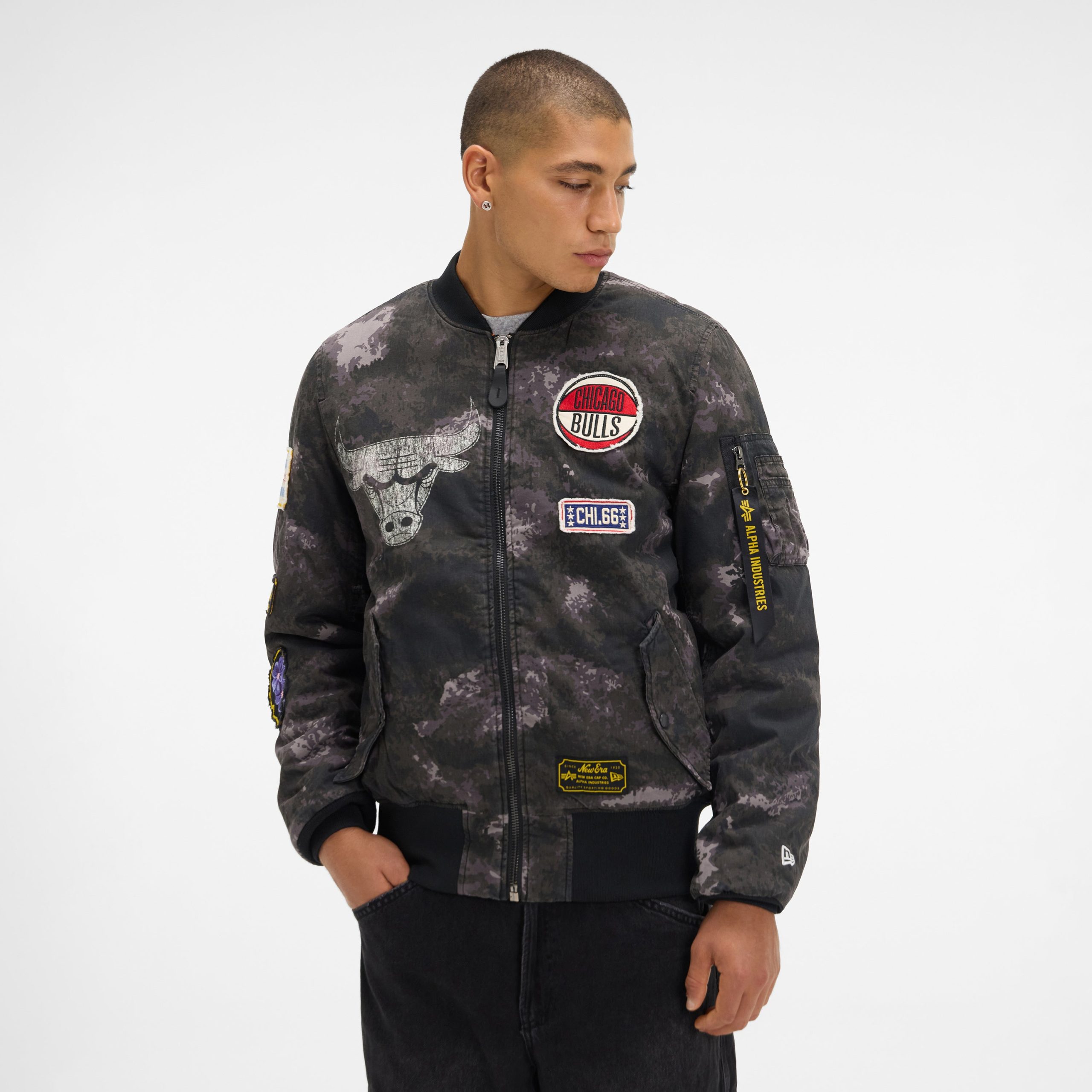 Alpha Industries x Denver Nuggets Black Camo MA-1 Bomber Jacket - Image 2