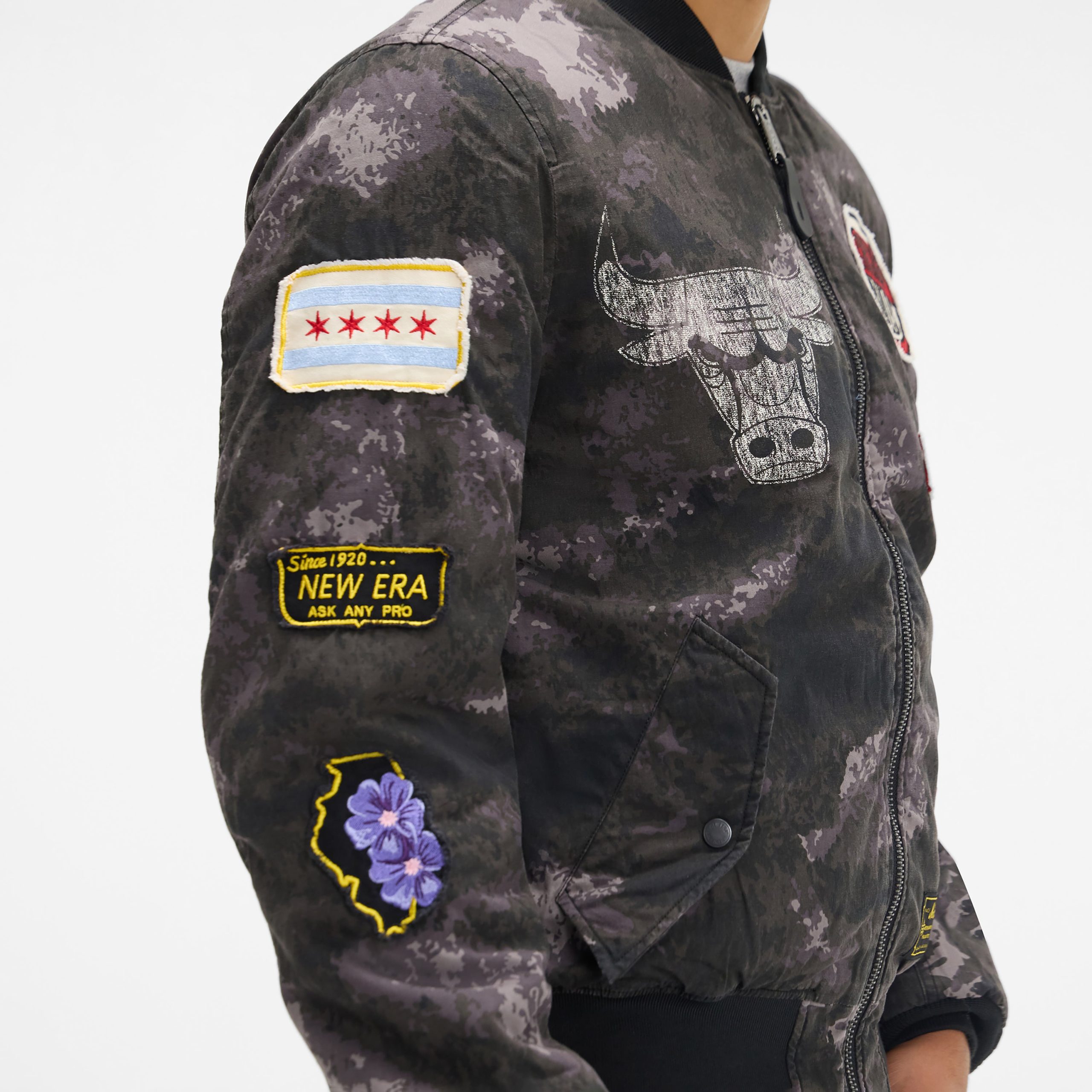 Alpha Industries x Denver Nuggets Black Camo MA-1 Bomber Jacket - Image 5