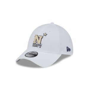 Navy Midshipmen Optic White 39THIRTY Stretch Fit Hat