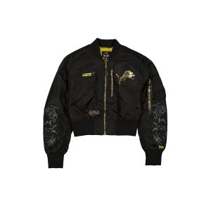 Alpha Industries x Detroit Lions Black and Gold Women's Cropped L-2B B