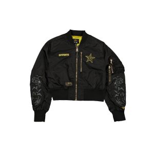 Alpha Industries x Dallas Cowboys Black and Gold Women's Cropped L-2B