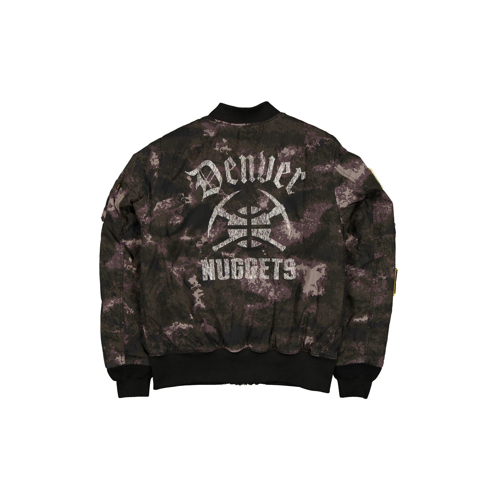 Alpha Industries x Denver Nuggets Black Camo MA-1 Bomber Jacket - Image 4