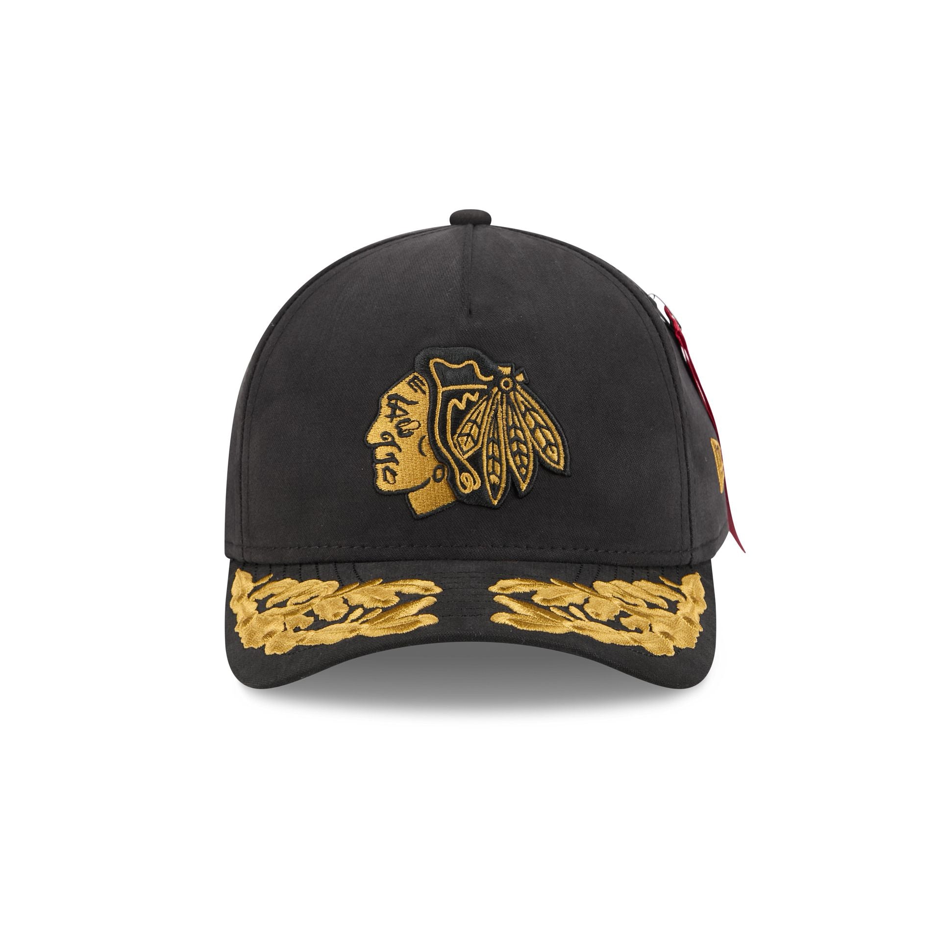 Alpha Industries x Chicago Blackhawks Black 9FORTY M-Crown A-Frame Sna - Image 2