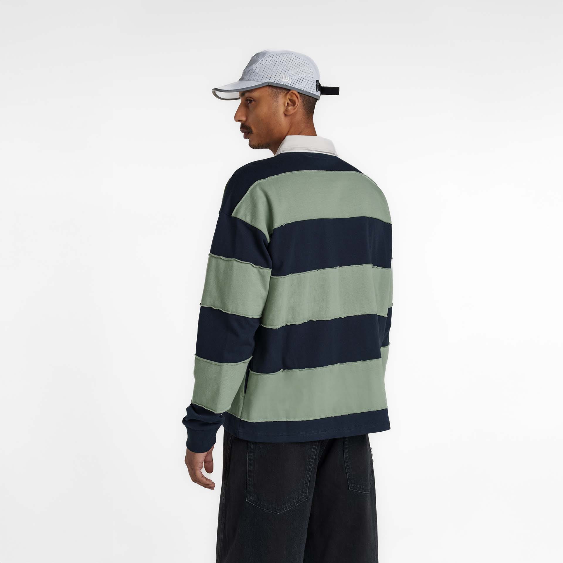 New Era Branded Cut & Sew Block Navy Long Sleeve Rugby Shirt - Image 5