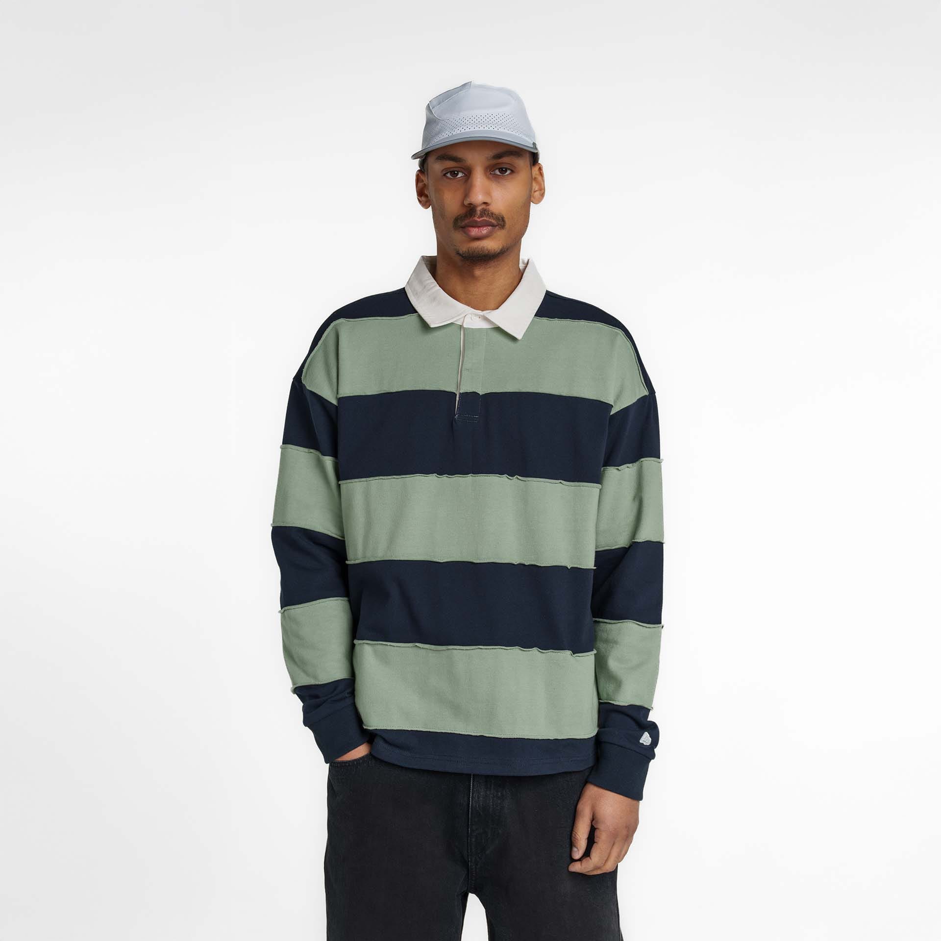 New Era Branded Cut & Sew Block Navy Long Sleeve Rugby Shirt