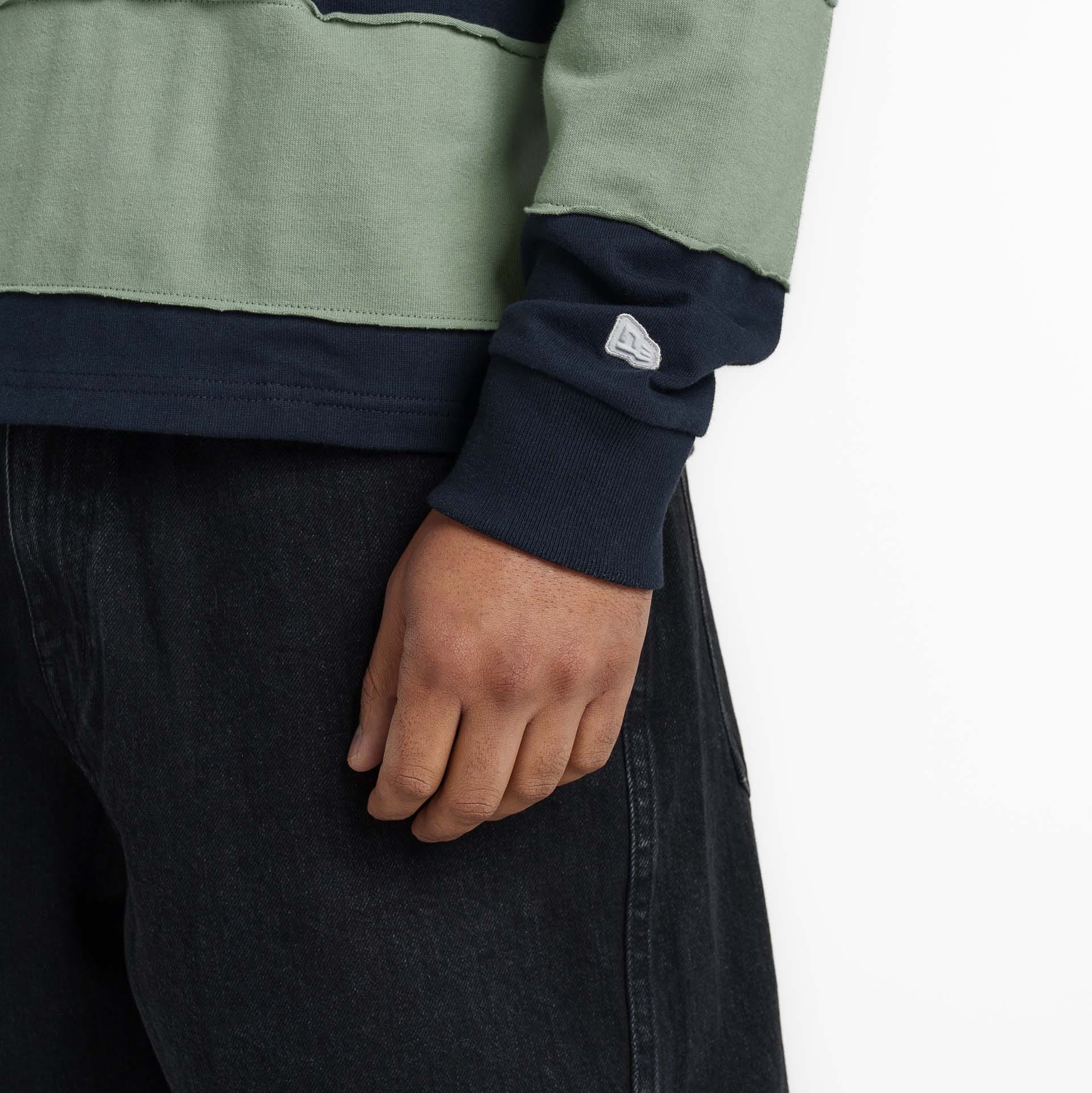 New Era Branded Cut & Sew Block Navy Long Sleeve Rugby Shirt - Image 4