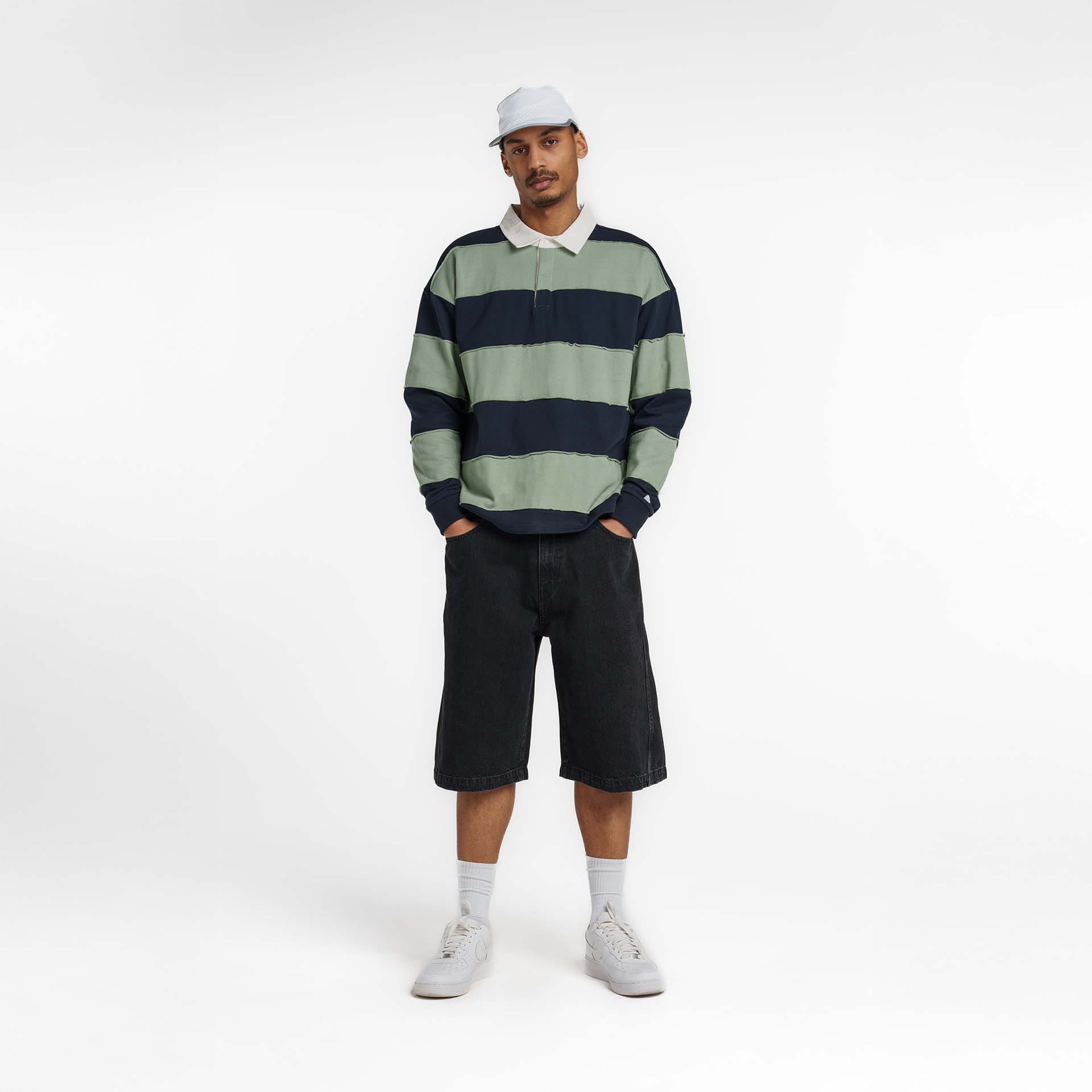 New Era Branded Cut & Sew Block Navy Long Sleeve Rugby Shirt - Image 6