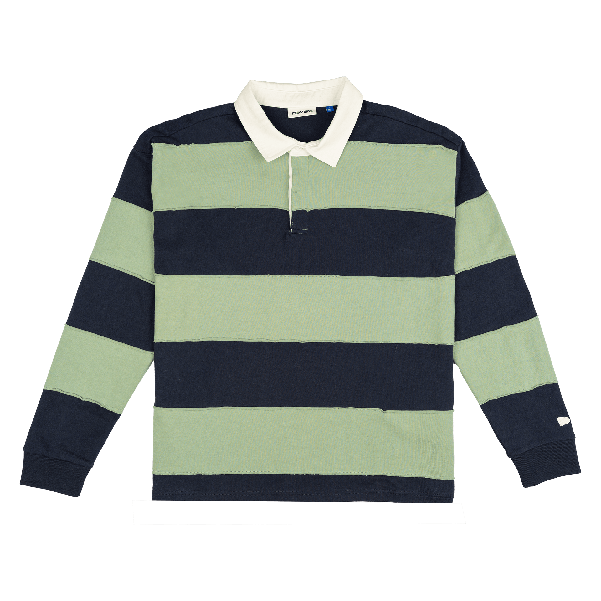 New Era Branded Cut & Sew Block Navy Long Sleeve Rugby Shirt - Image 2