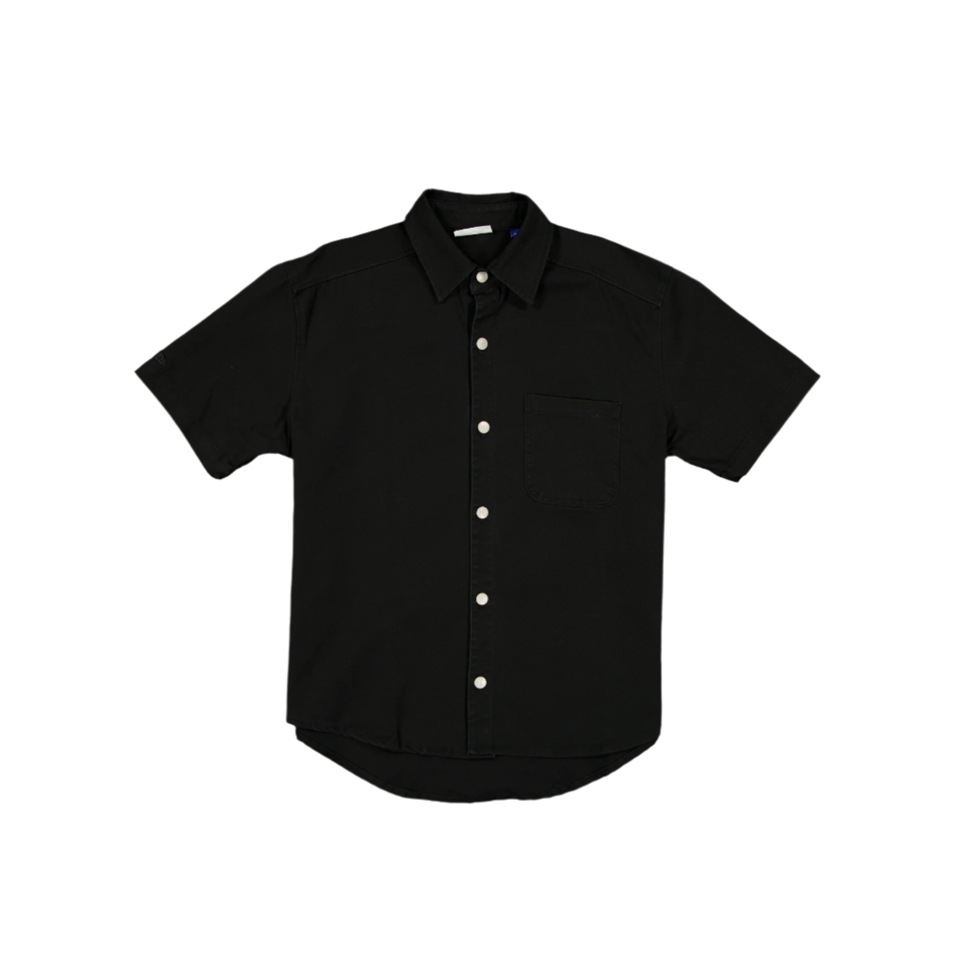 New Era Branded Ellicott Black Twill Half Sleeve Button Up Shirt - Image 2