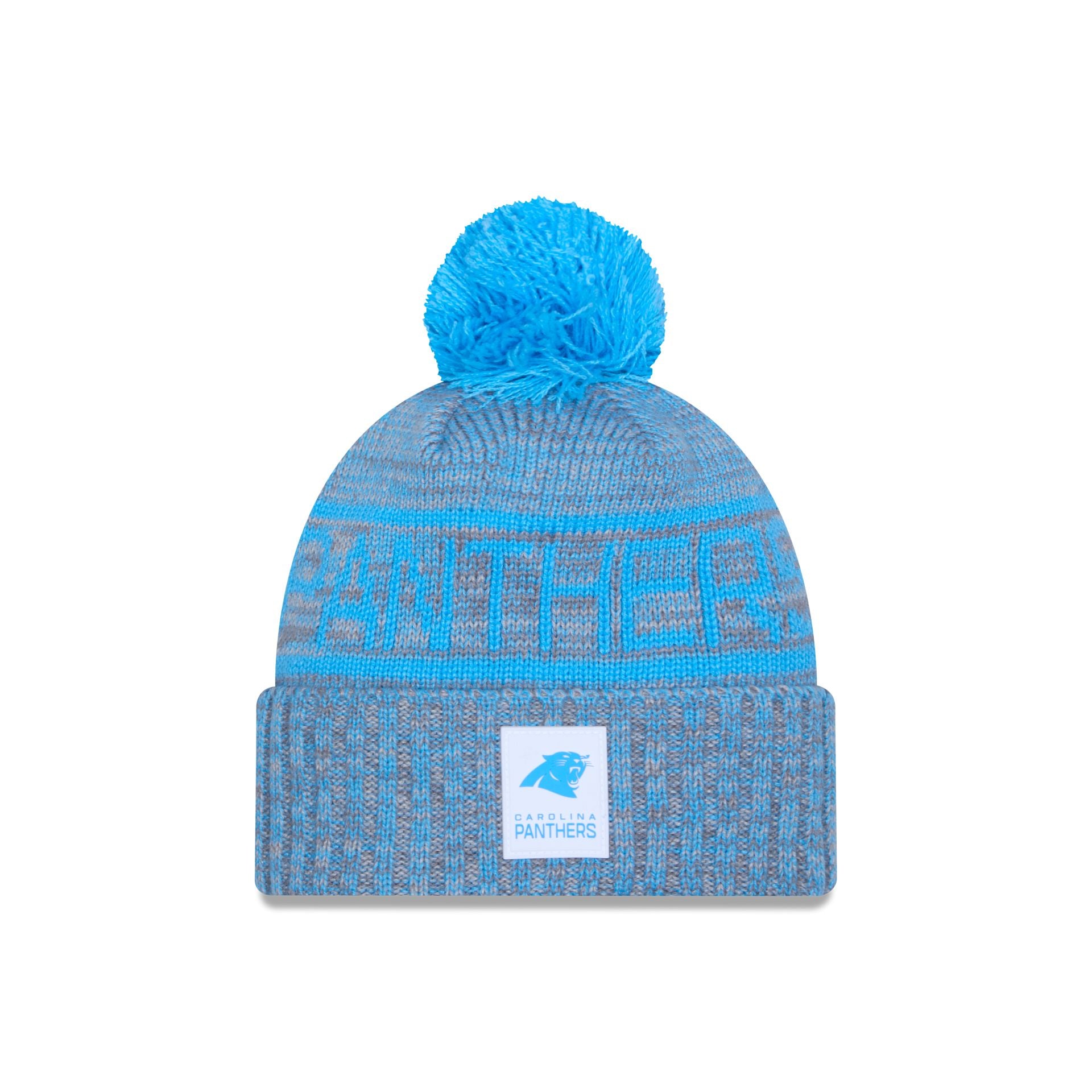 Carolina Panthers 2025 Sideline Cold Weather Gray Pom Knit Hat