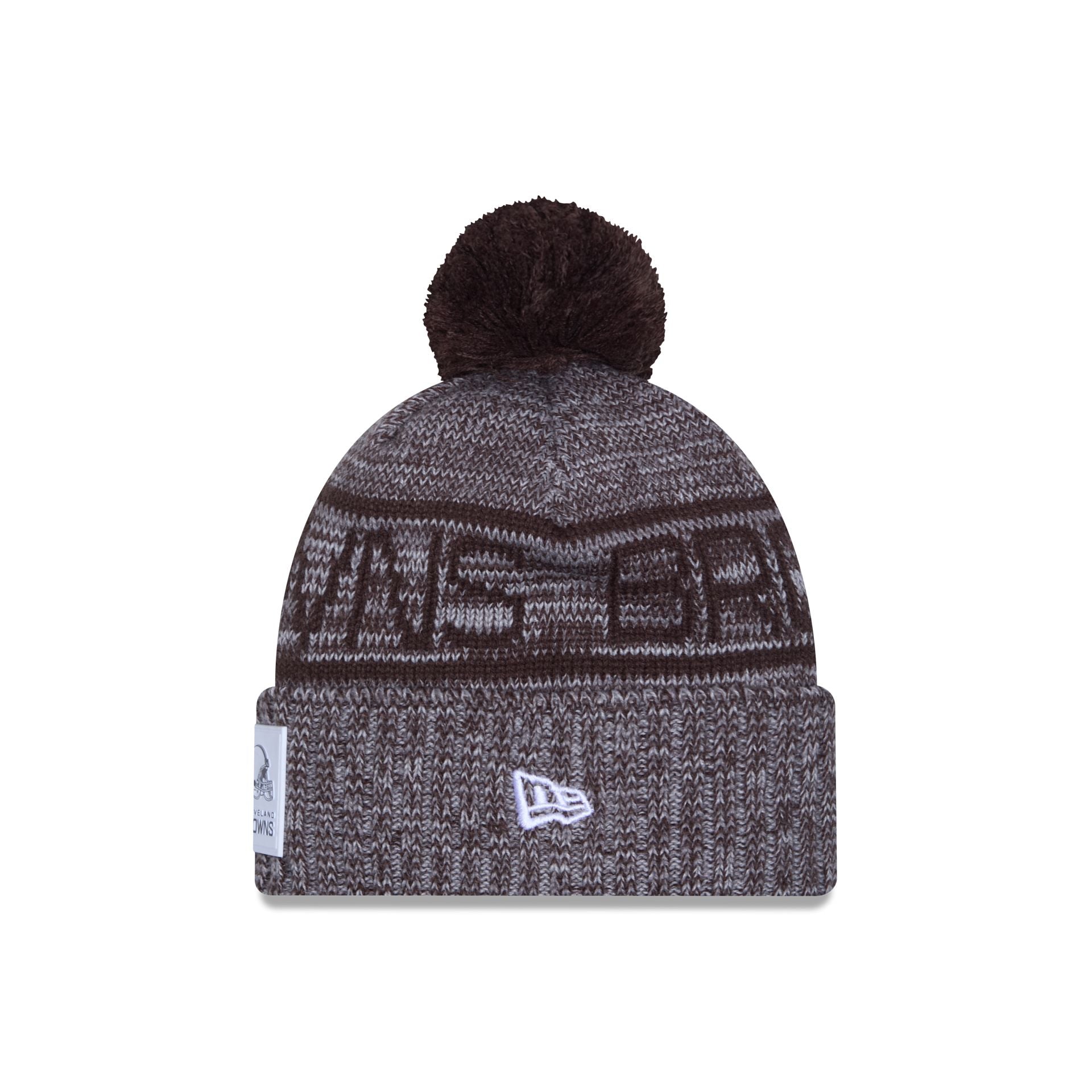 Cleveland Browns 2025 Sideline Cold Weather Gray Pom Knit Hat - Image 2