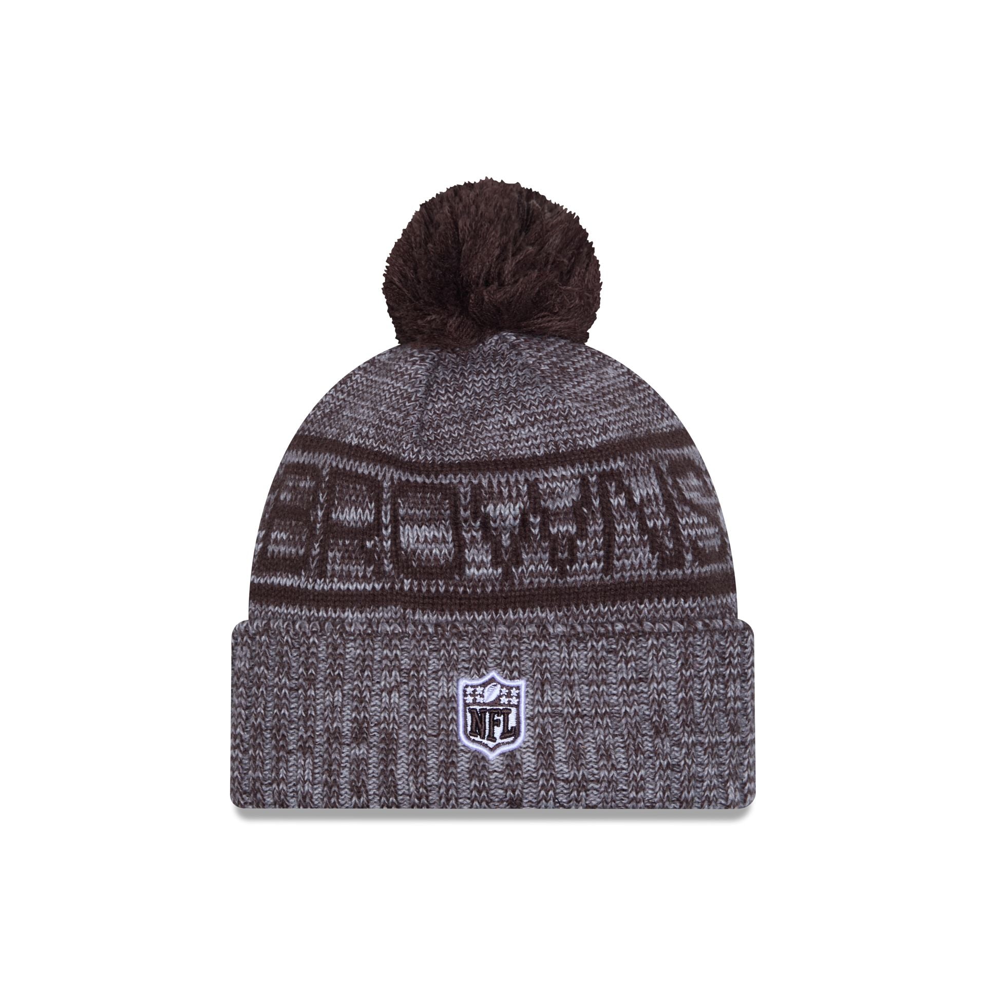 Cleveland Browns 2025 Sideline Cold Weather Gray Pom Knit Hat - Image 3