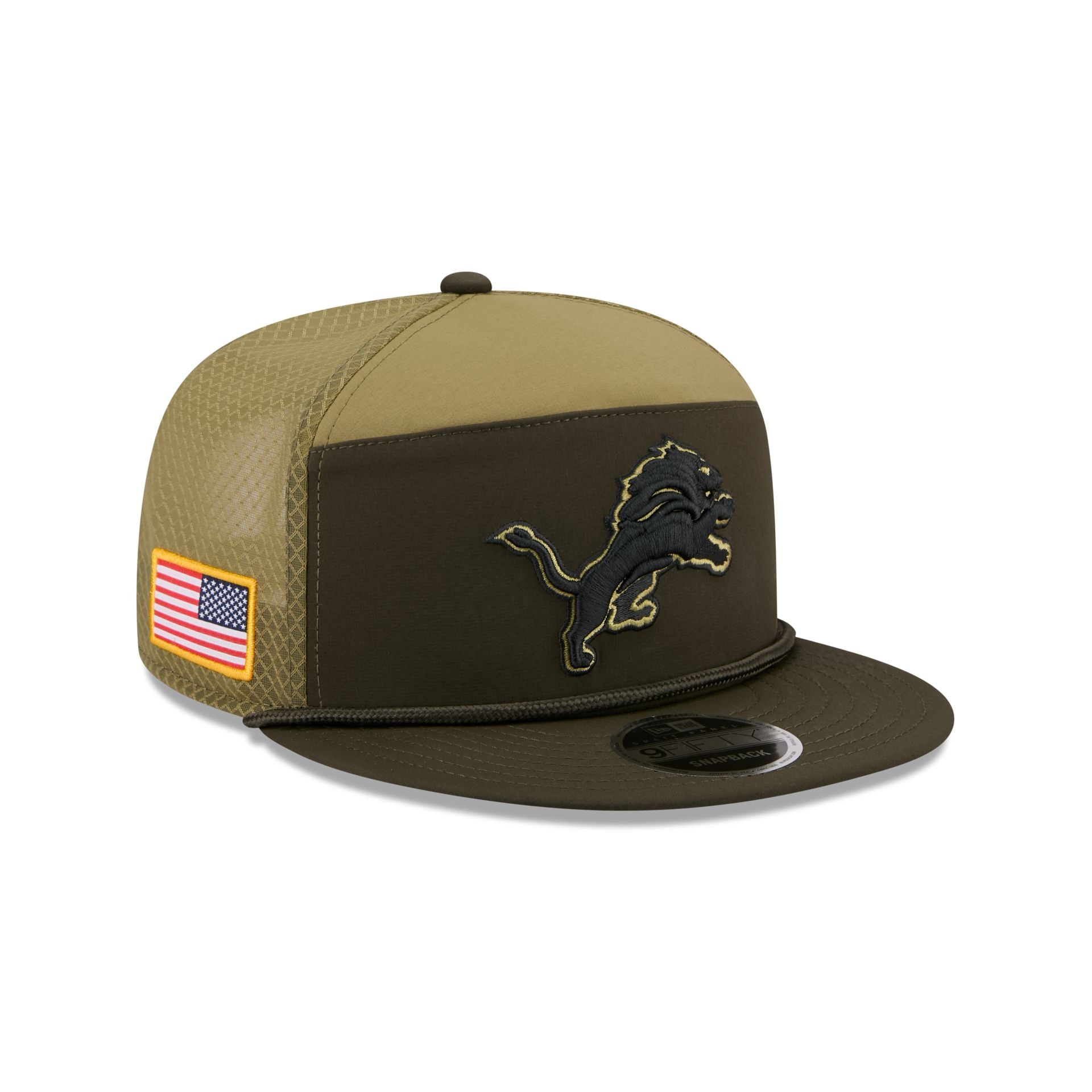 Detroit Lions 2025 Salute to Service Split Panel 9FIFTY Trucker Hat