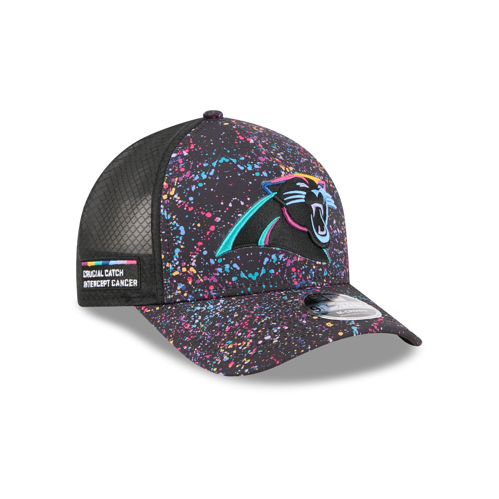 Carolina Panthers 2025 Crucial Catch 9FORTY M-Crown A-Frame Trucker Ha