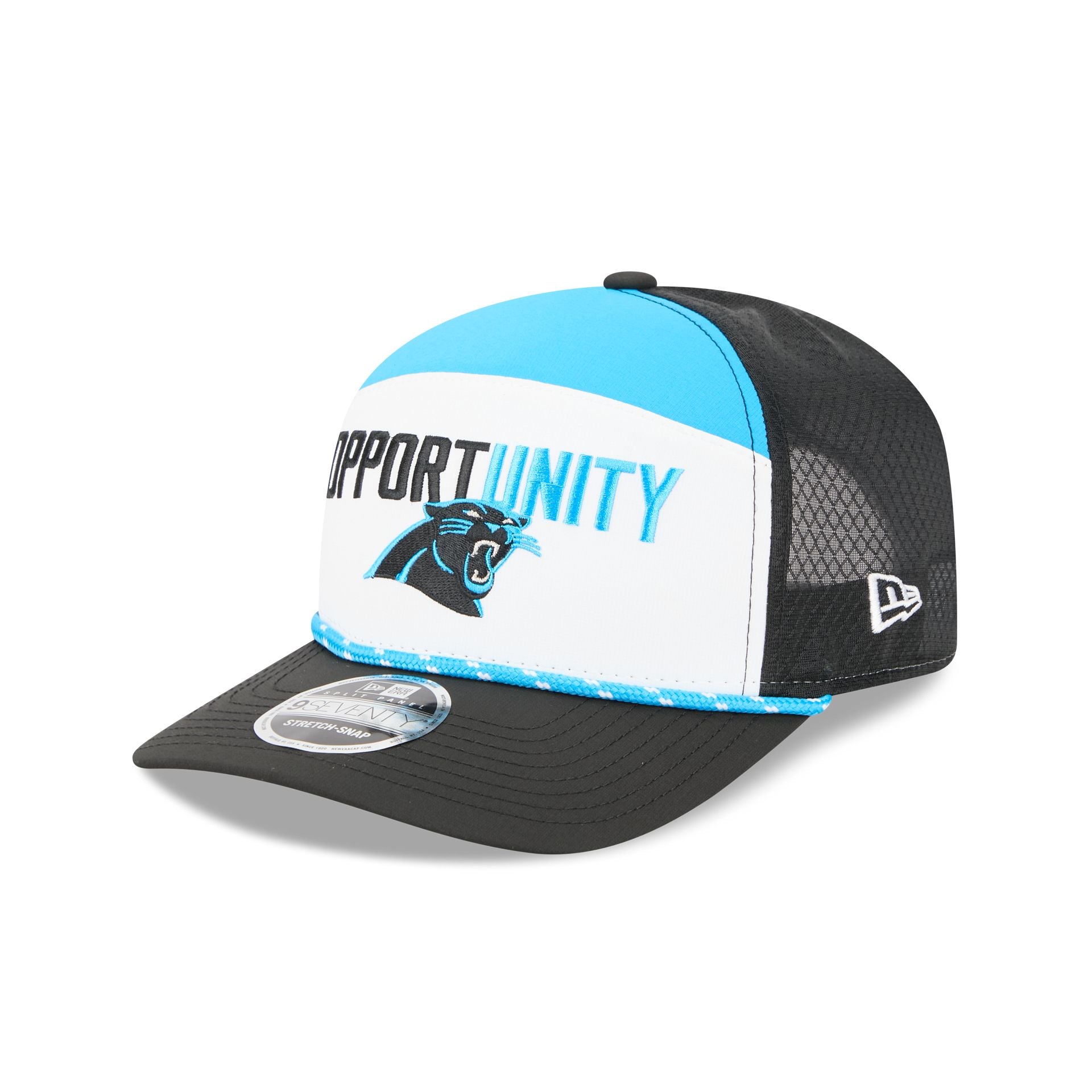 Carolina Panthers 2025 Inspire Change Split Panel 9SEVENTY Trucker Hat