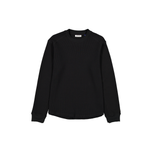 New Era Branded Black Long-Sleeve Waffle T-Shirt
