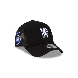 Chelsea FC Patch Black 9FORTY A-Frame Trucker Hat