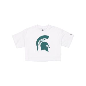 Michigan State Spartans Summer Women's White Cropped Jersey T-Shirt