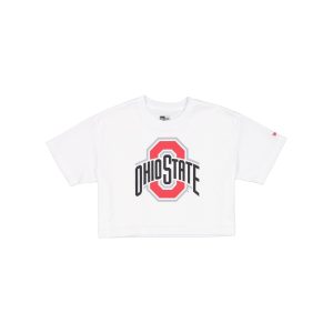 Ohio State Buckeyes Summer Women's White Cropped Jersey T-Shirt