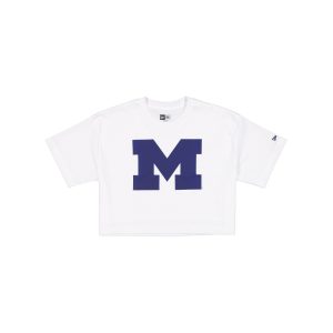 Michigan Wolverines Summer Women's White Cropped Jersey T-Shirt