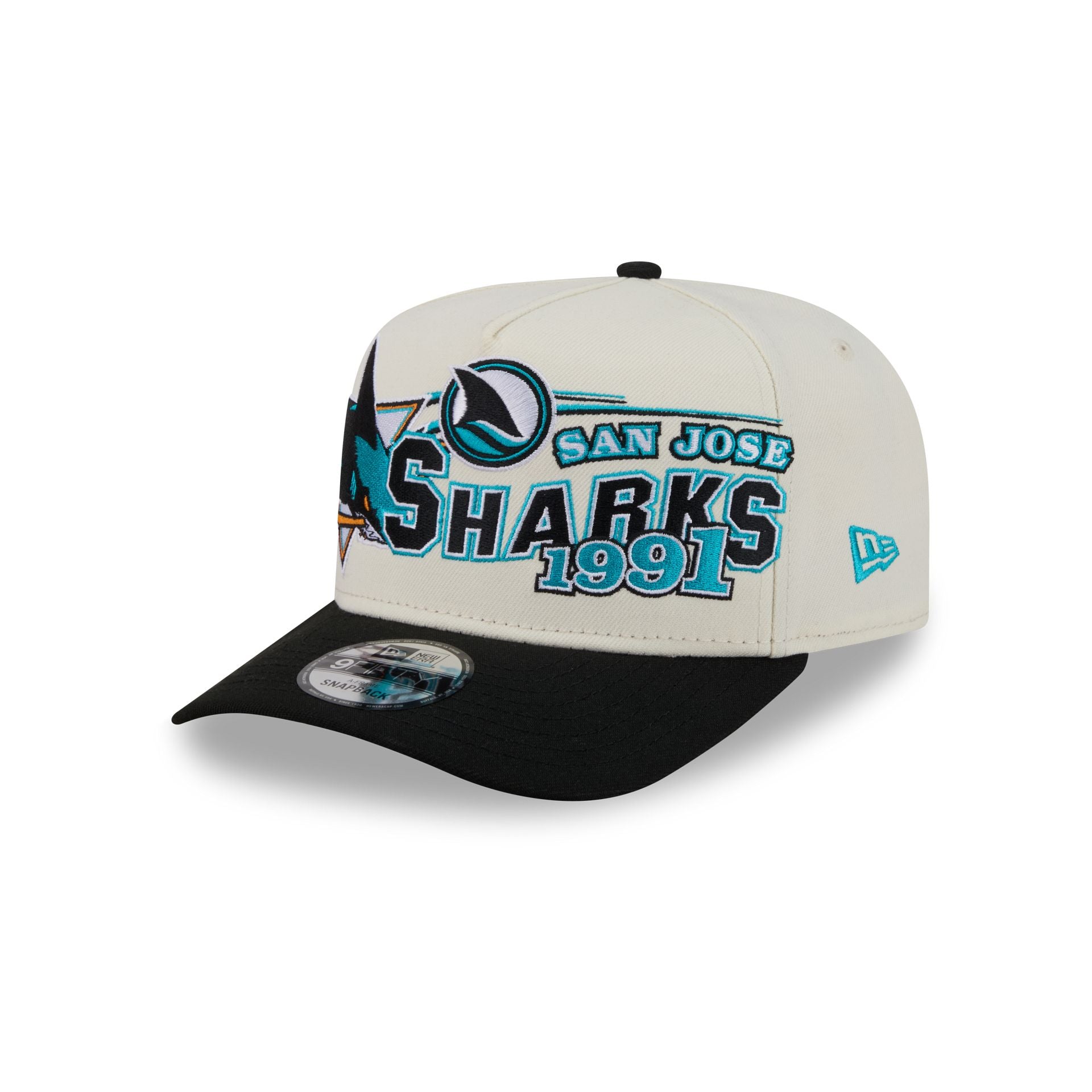 San Jose Sharks Chrome White Classic 9FIFTY A-Frame Snapback Hat