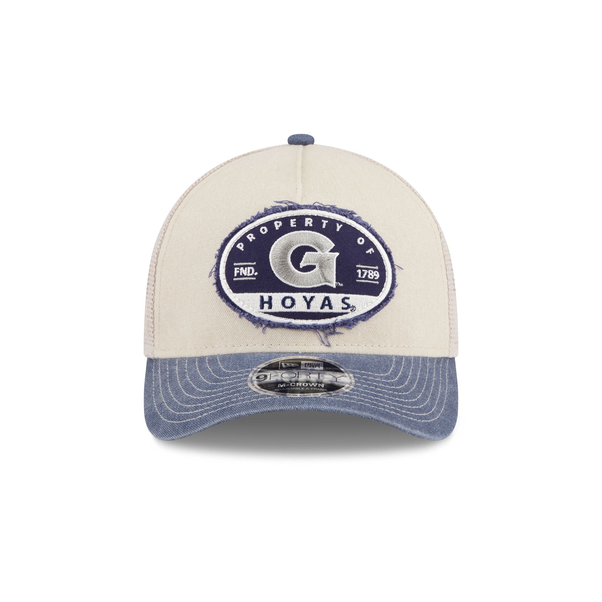 Georgetown Hoyas Frayed 9FORTY M-Crown A-Frame Trucker Hat - Image 2
