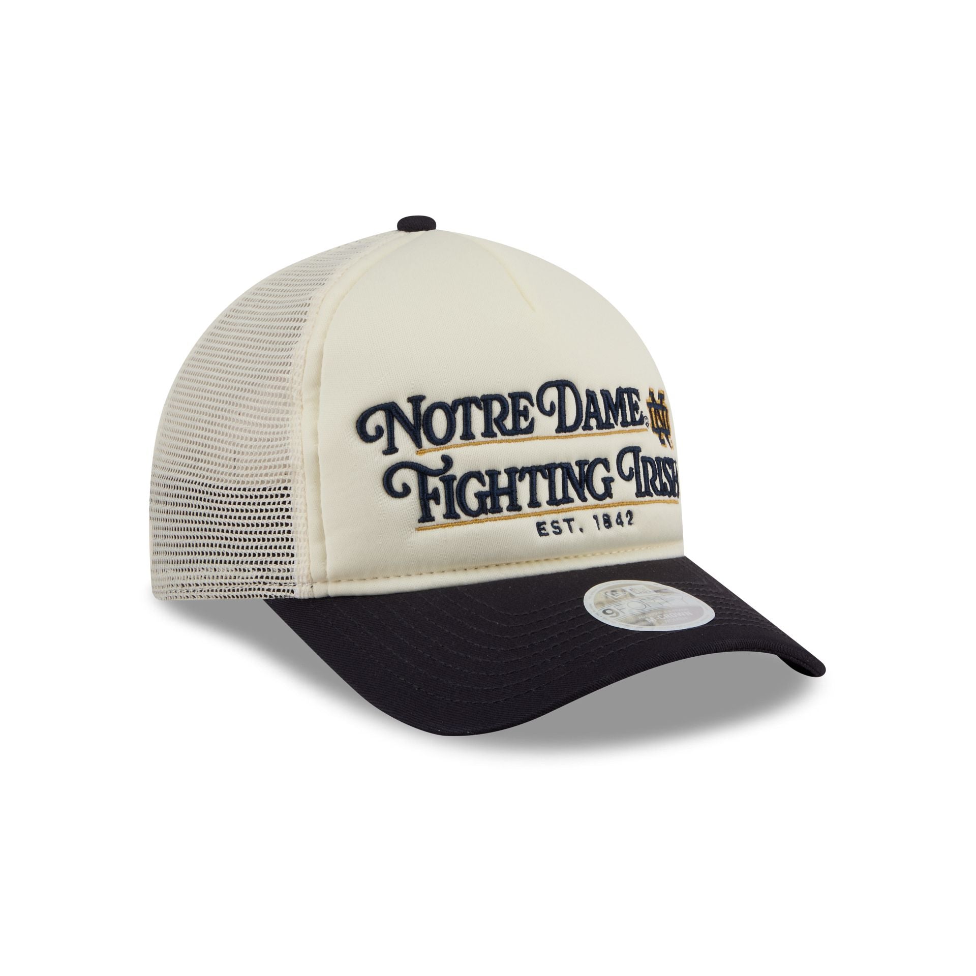 Notre Dame Fighting Irish Retro Chrome Women's White 9FORTY M-Crown A-Frame Trucker Hat - Image 3
