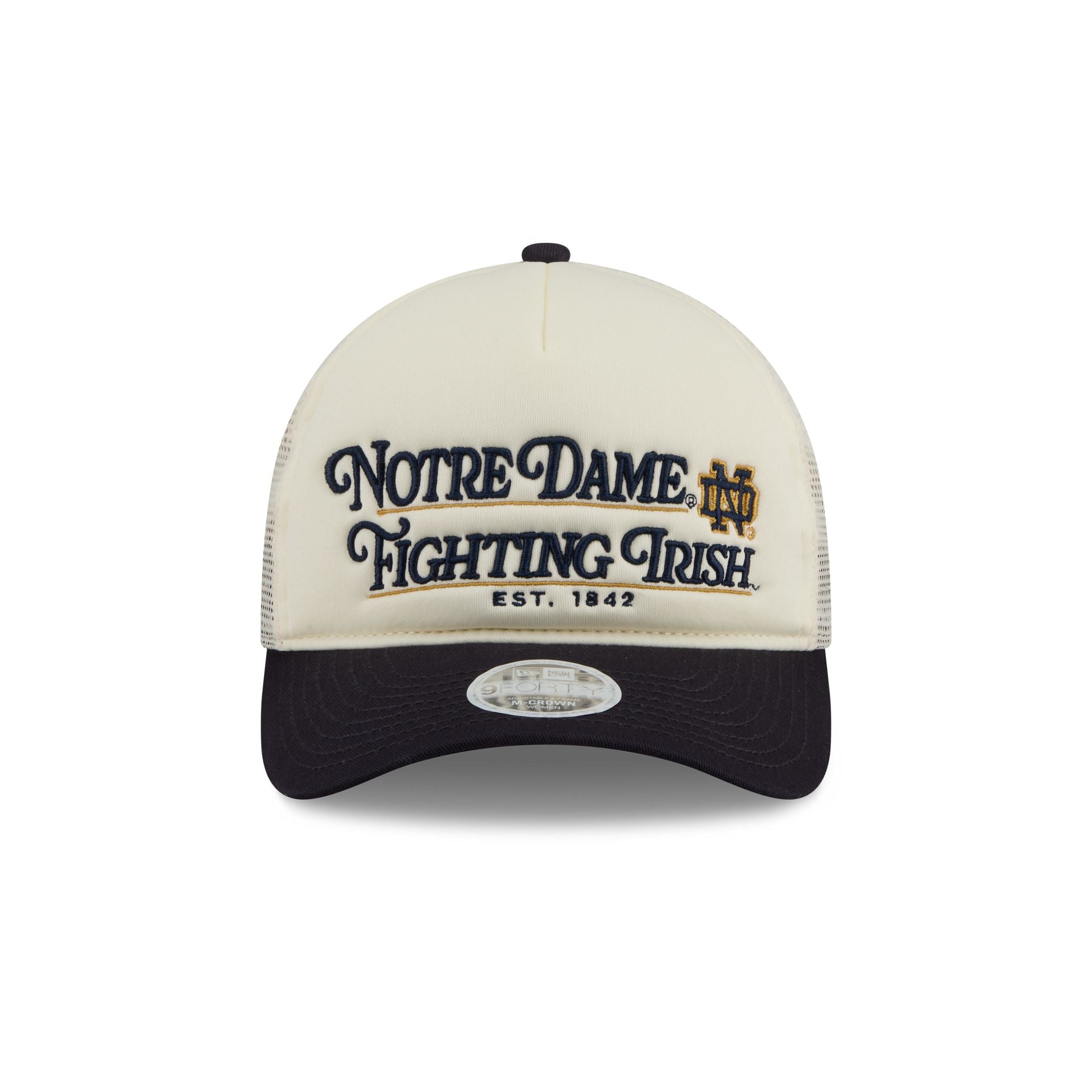 Notre Dame Fighting Irish Retro Chrome Women's White 9FORTY M-Crown A-Frame Trucker Hat - Image 2