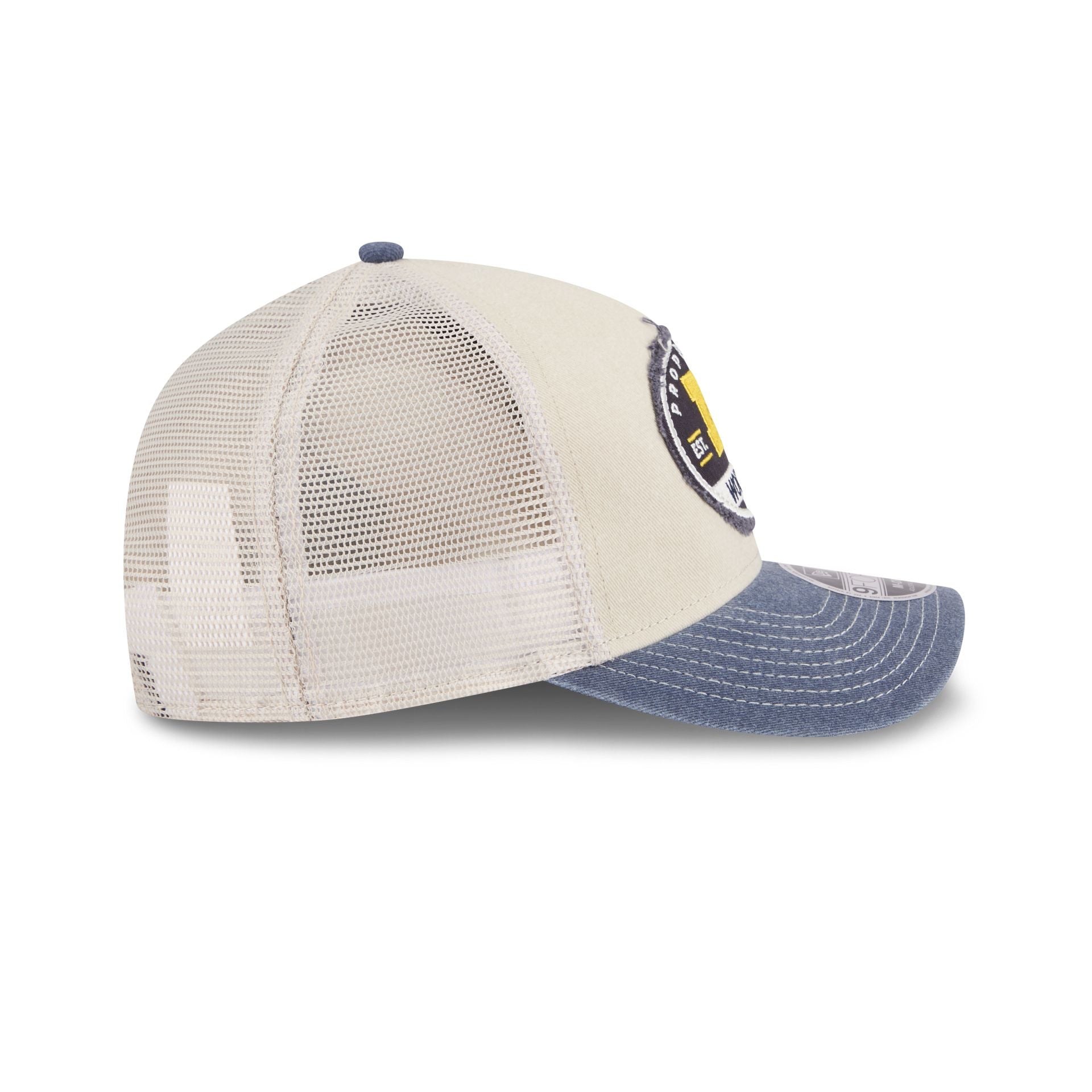 Michigan Wolverines Frayed 9FORTY M-Crown A-Frame Trucker Hat - Image 5