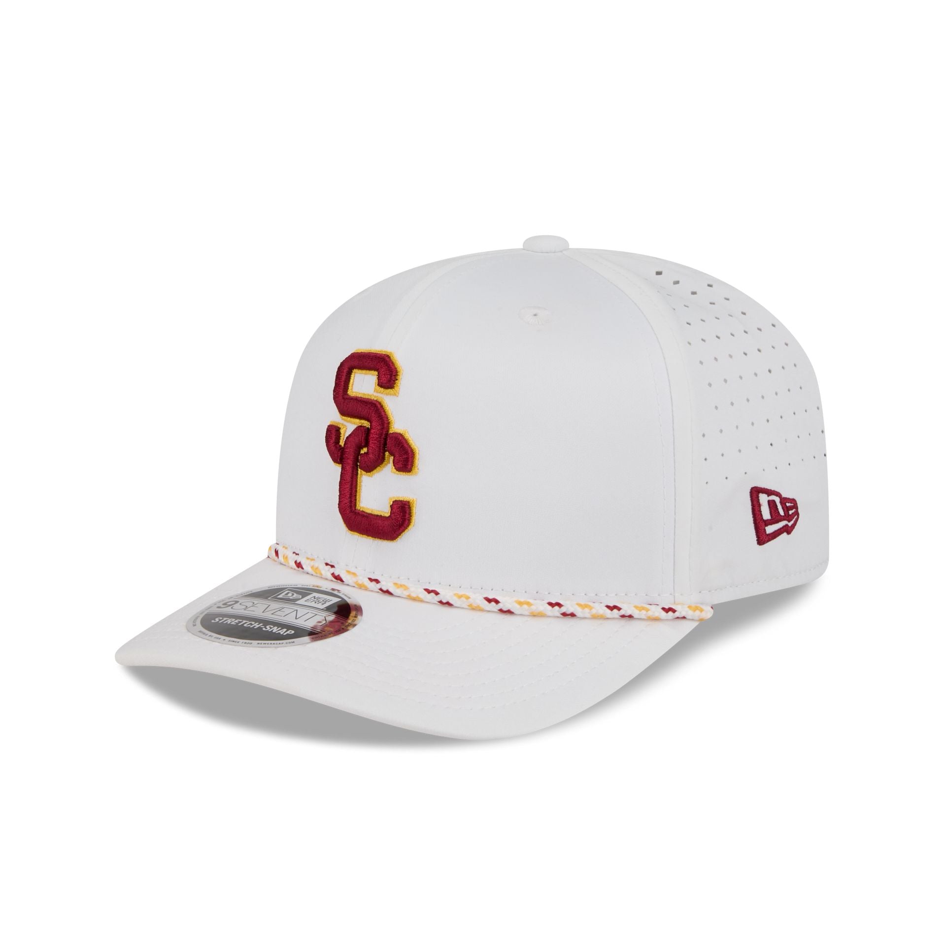 USC Trojans Optic White Performance Rope 9SEVENTY Stretch-Snap Hat