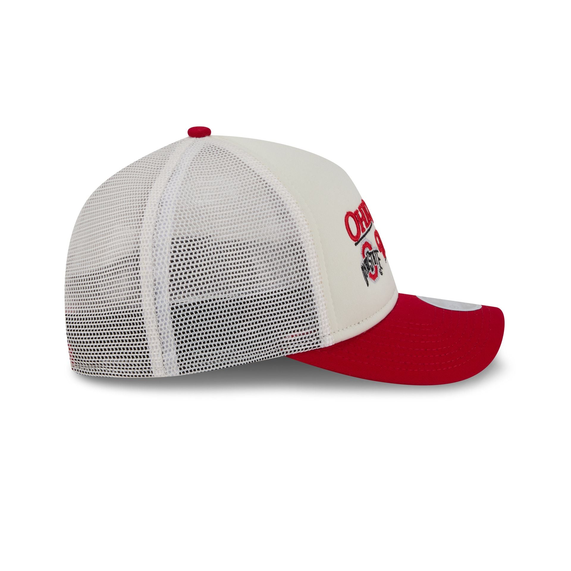 Ohio State Buckeyes Retro Chrome Women's White 9FORTY M-Crown A-Frame Trucker Hat - Image 5