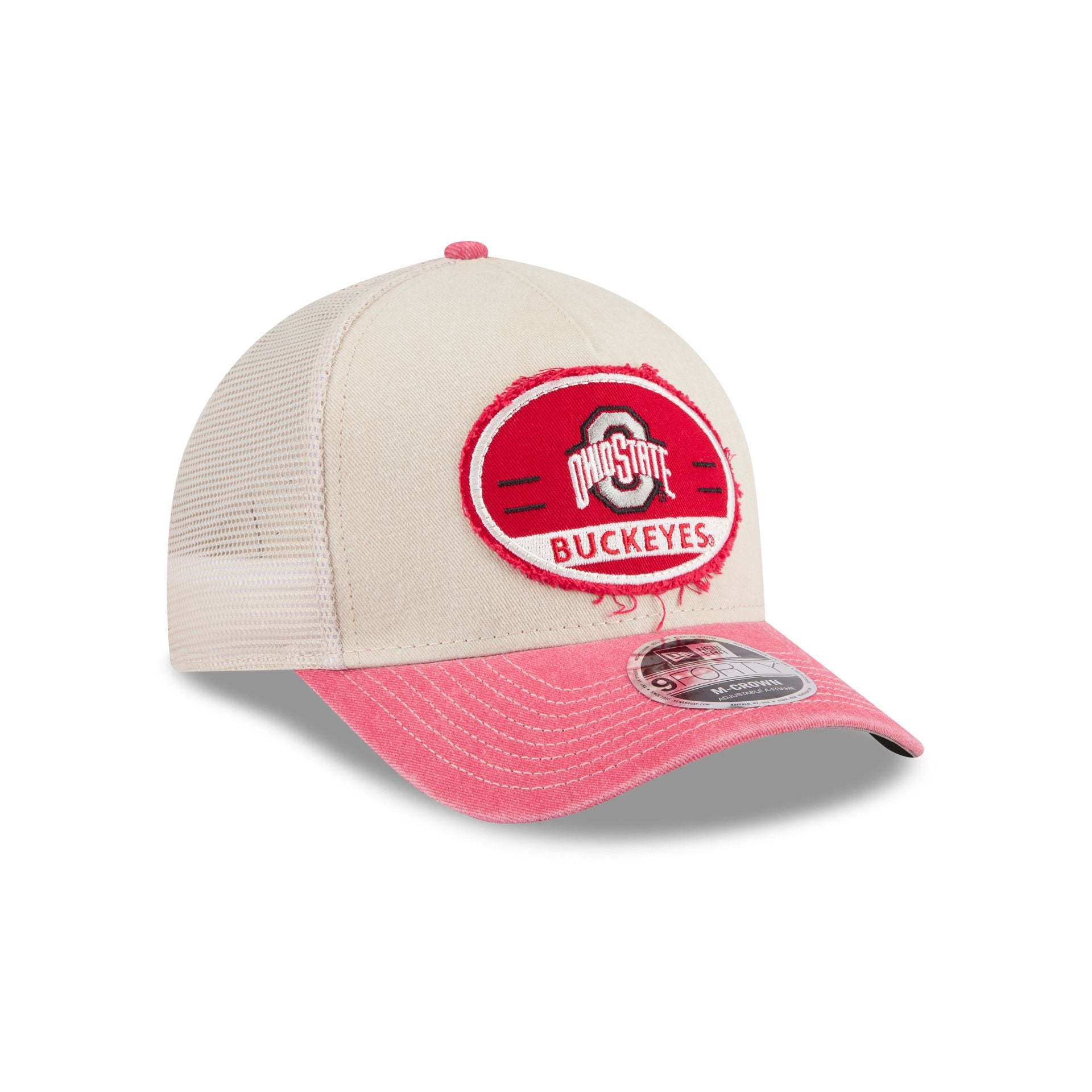Ohio State Buckeyes Frayed 9FORTY M-Crown A-Frame Trucker Hat - Image 3