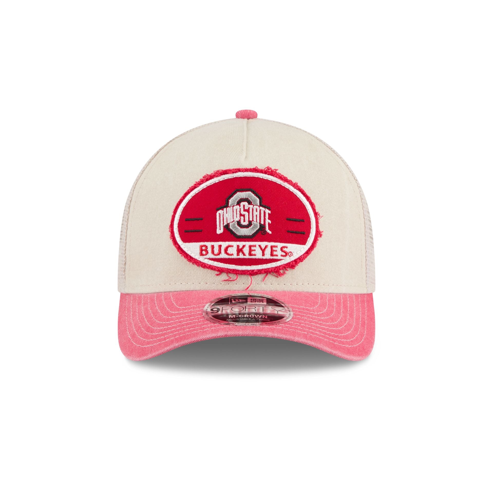 Ohio State Buckeyes Frayed 9FORTY M-Crown A-Frame Trucker Hat - Image 2