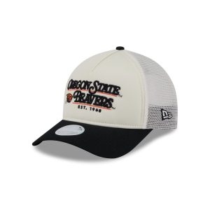 Oregon State Beavers Retro Chrome Women's White 9FORTY M-Crown A-Frame Trucker Hat