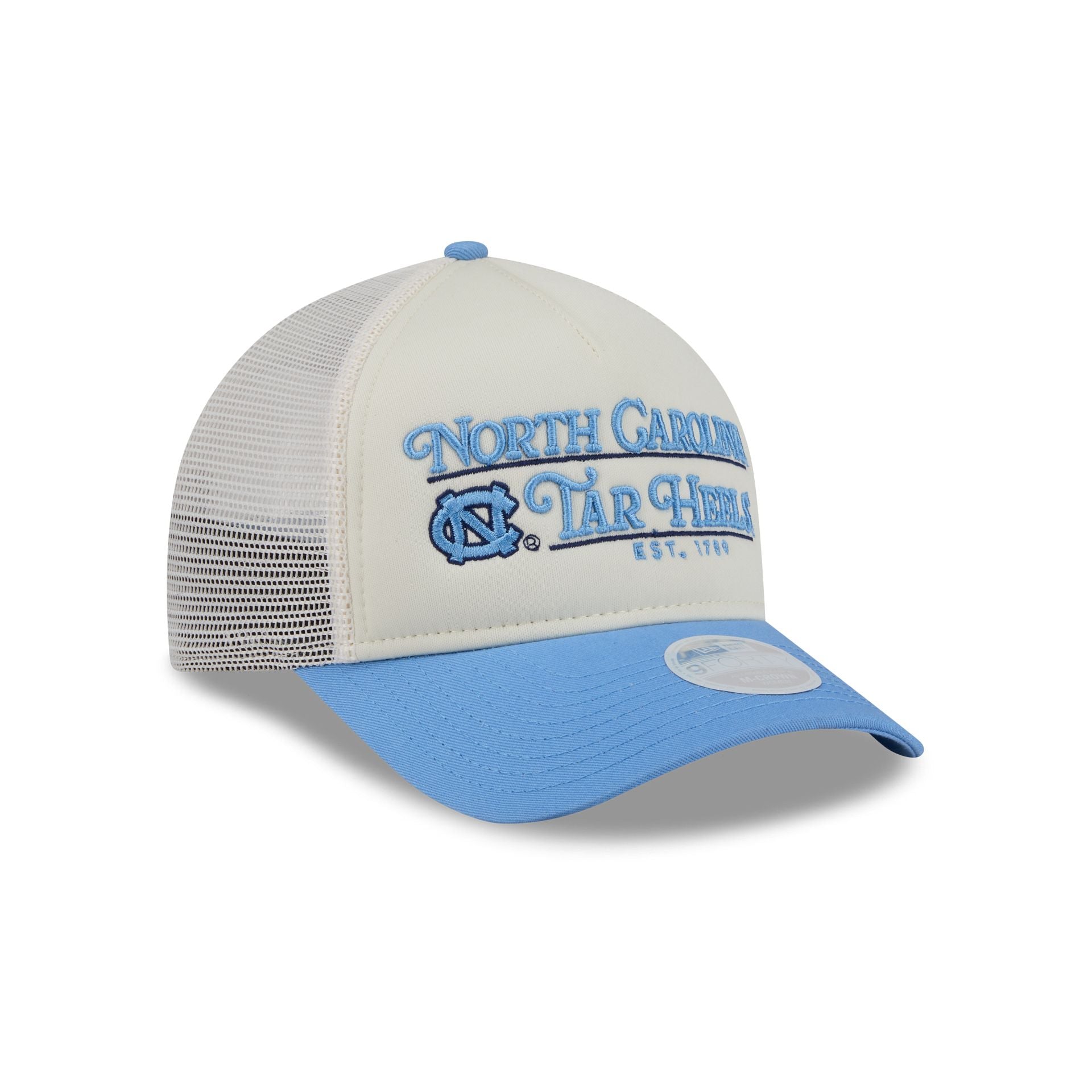 North Carolina Tar Heels Retro Chrome Women's White 9FORTY M-Crown A-Frame Trucker Hat - Image 3