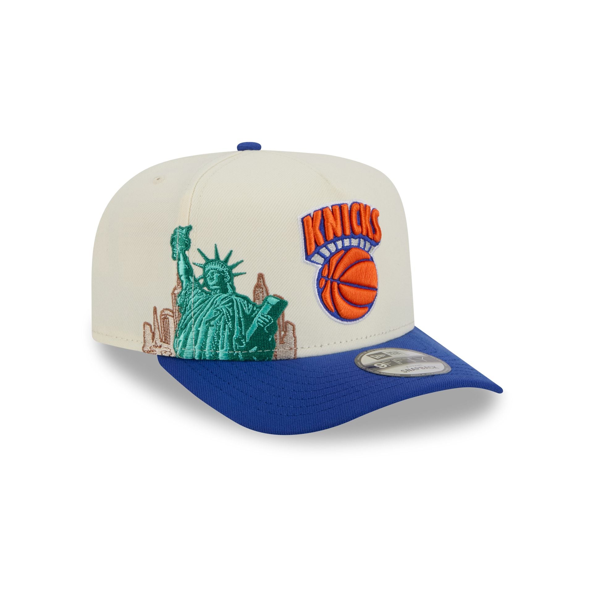 New York Knicks 1946-1963 Hardwood Classics Chrome White 9FIFTY A-Frame Snapback Hat - Image 3