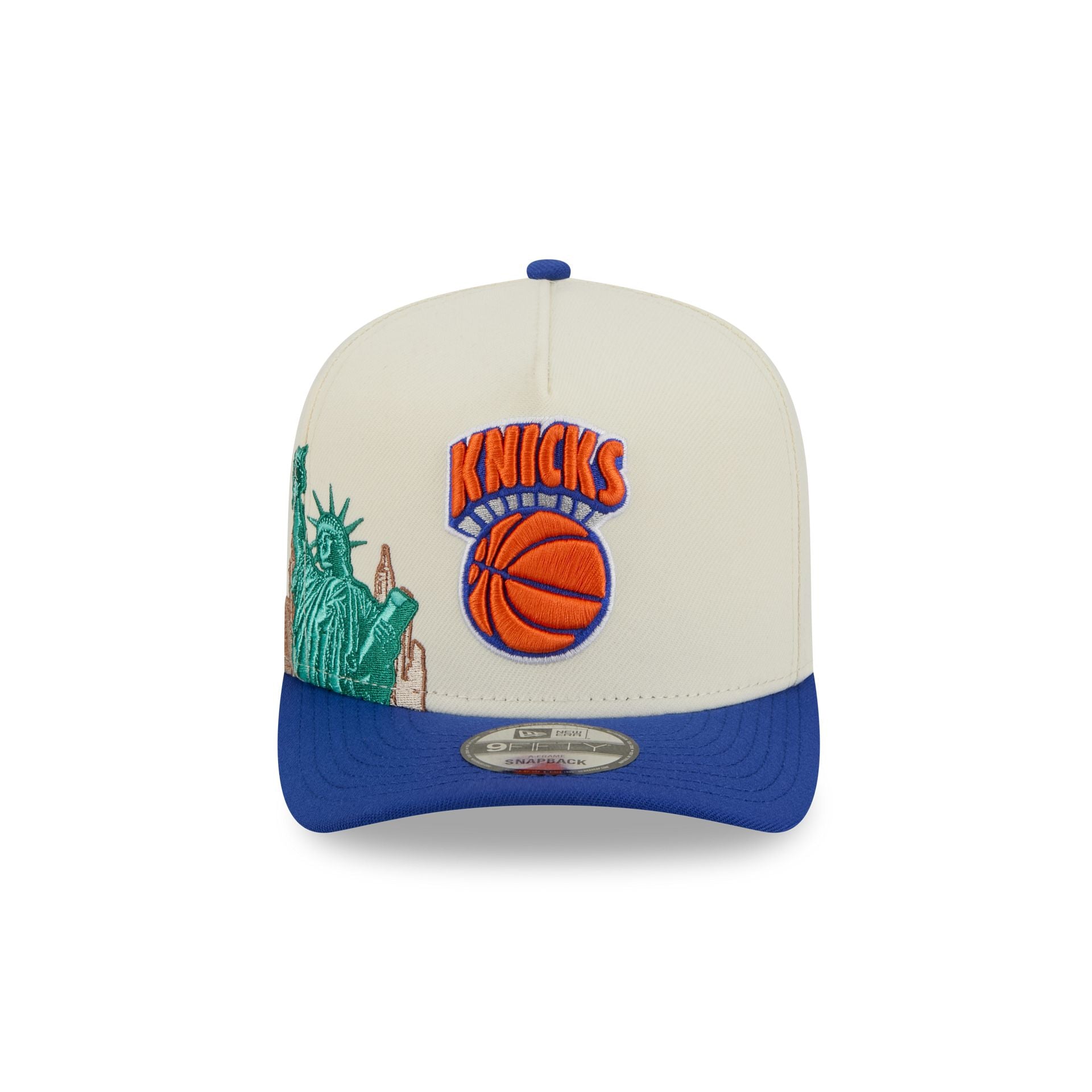 New York Knicks 1946-1963 Hardwood Classics Chrome White 9FIFTY A-Frame Snapback Hat - Image 2