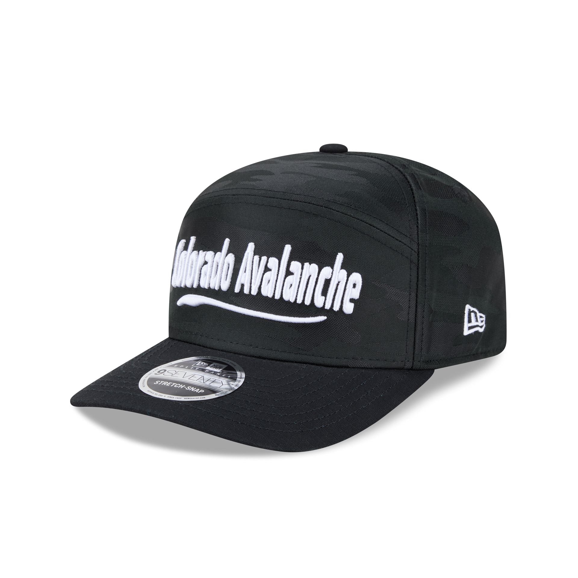 Colorado Avalanche Black Camo Split Panel 9SEVENTY Stretch-Snap Hat - Image 3