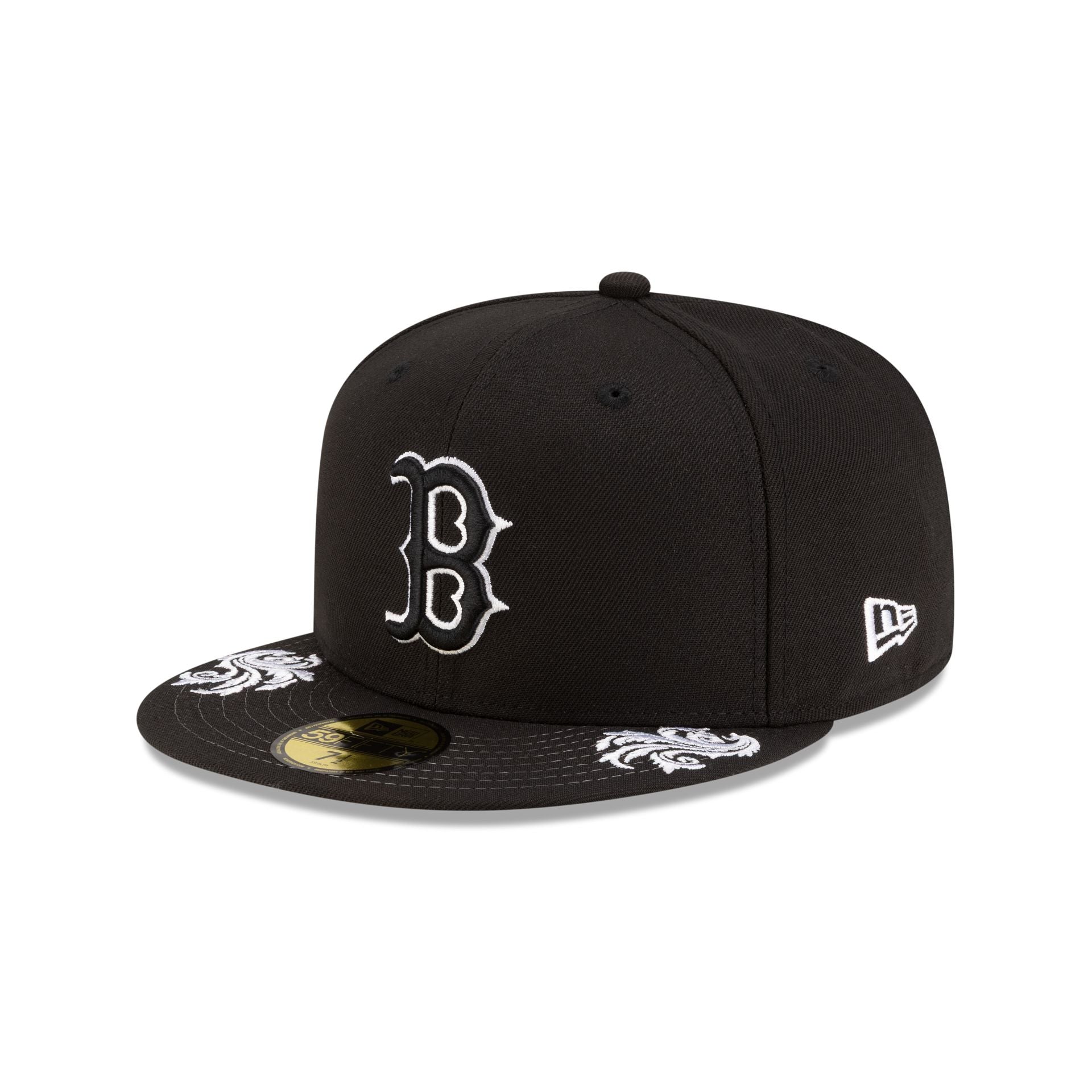 Boston Red Sox Script Black and White 59FIFTY Fitted Hat - Image 3