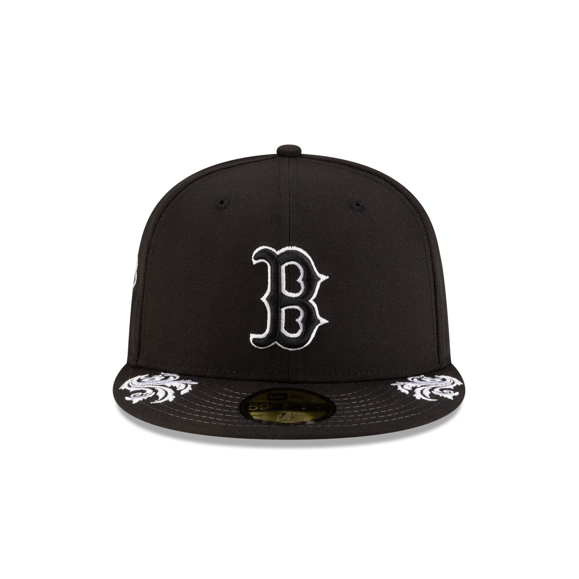 Boston Red Sox Script Black and White 59FIFTY Fitted Hat - Image 2