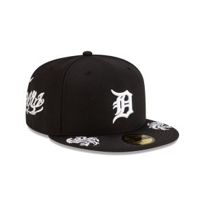 Detroit Tigers Script Black and White 59FIFTY Fitted Hat