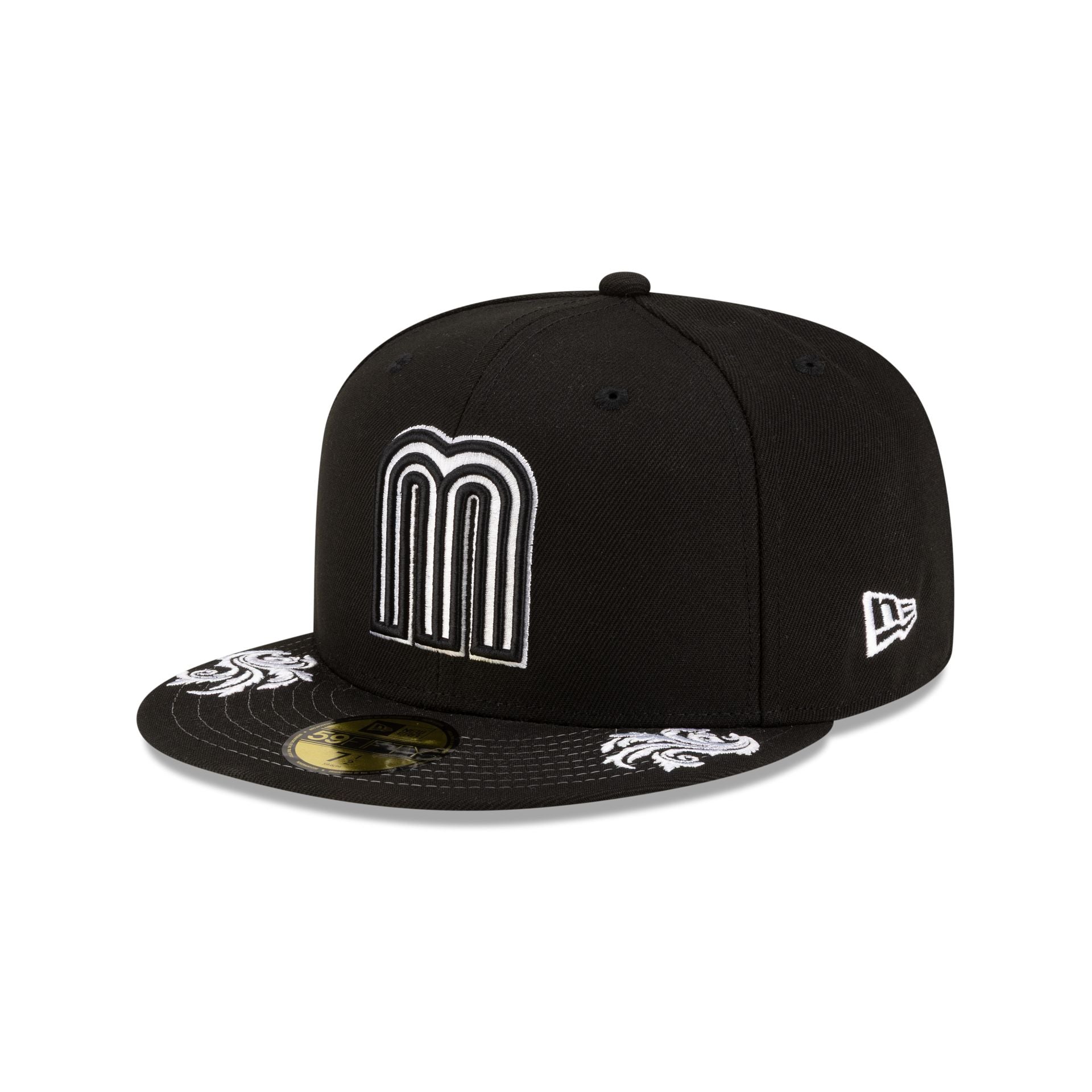 Mexico Baseball Script Black and White 59FIFTY Fitted Hat - Image 3