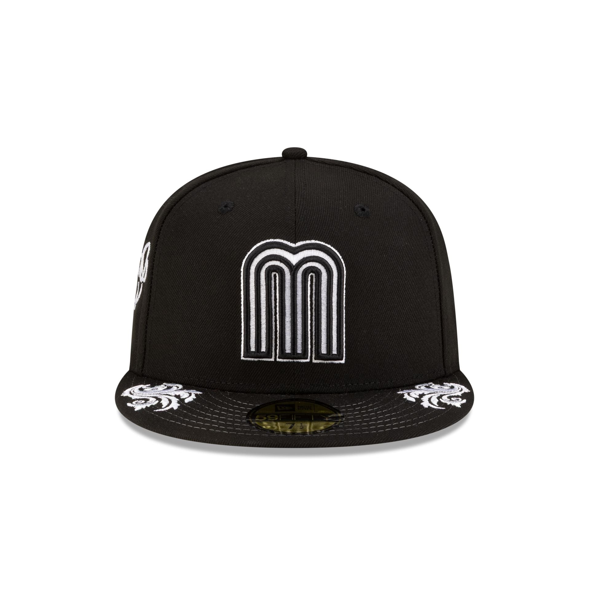 Mexico Baseball Script Black and White 59FIFTY Fitted Hat - Image 2