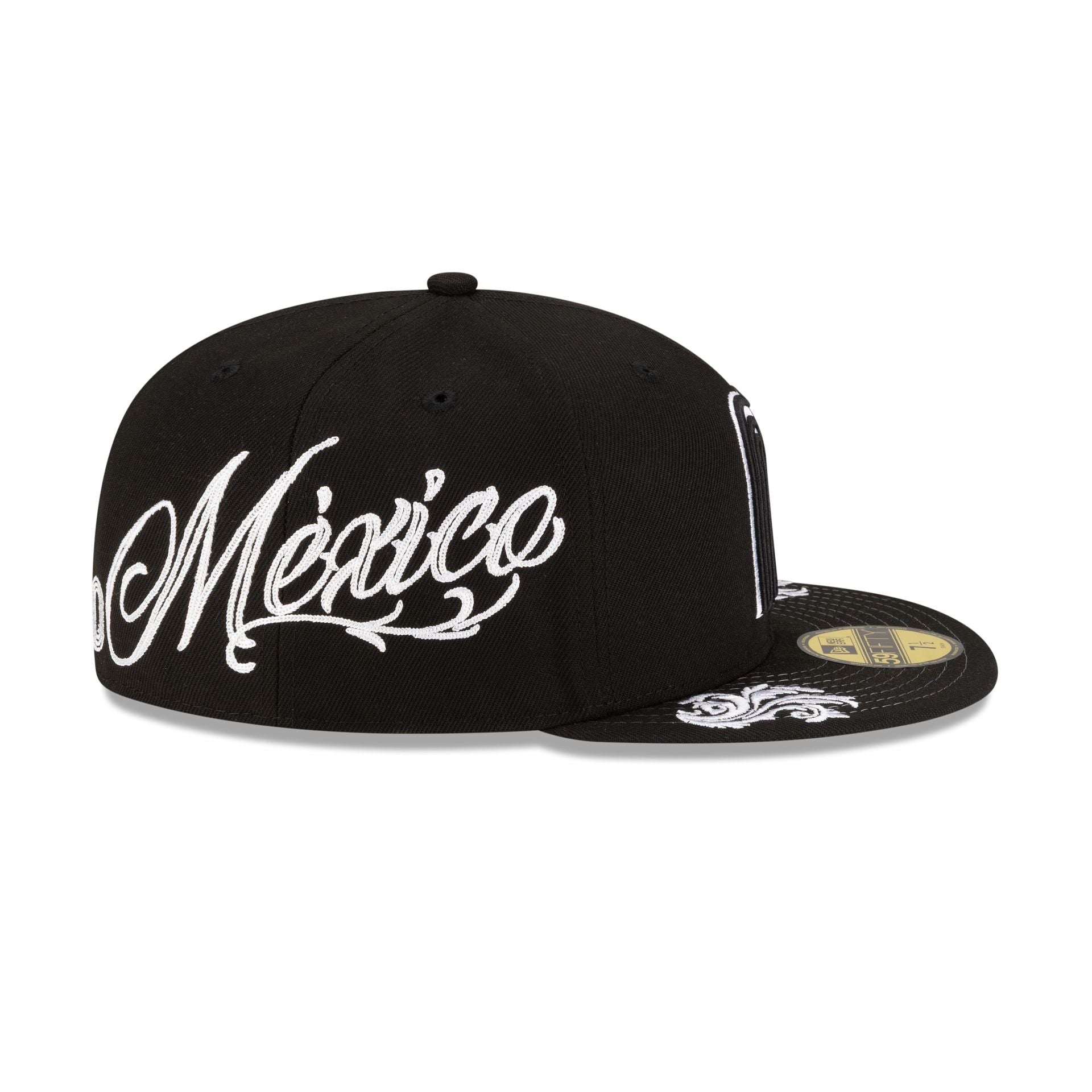 Mexico Baseball Script Black and White 59FIFTY Fitted Hat - Image 4