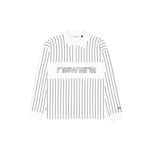 New Era Branded College White Striped Long-Sleeve Rugby Shirt