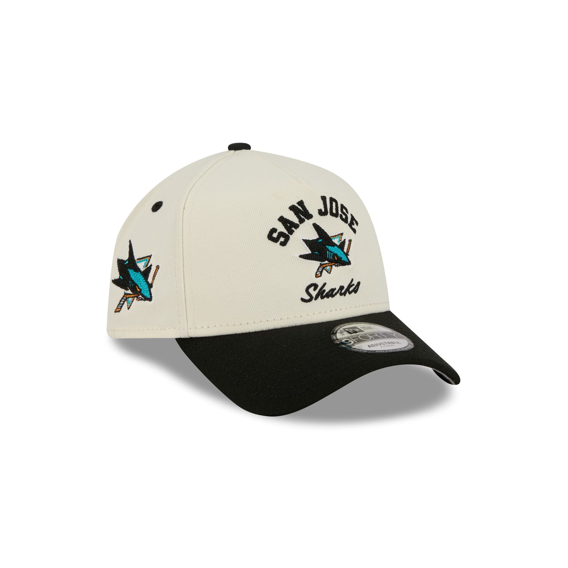 San Jose Sharks Chrome White Arched 9FORTY A-Frame Snapback Hat