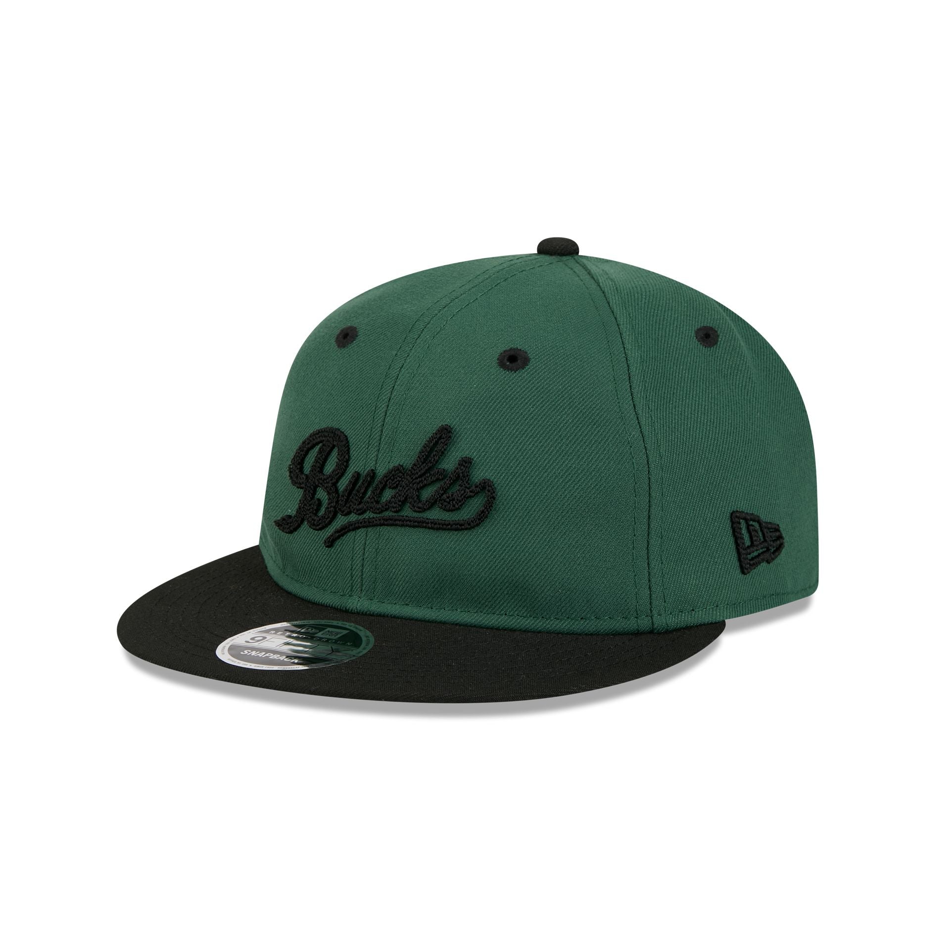 Milwaukee Bucks Chainstitch Script Retro Crown 9FIFTY Snapback Hat - Image 3