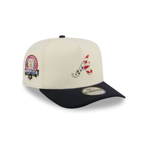 Atlanta Braves Chrome White Stars and Stripes 9FIFTY A-Frame Snapback