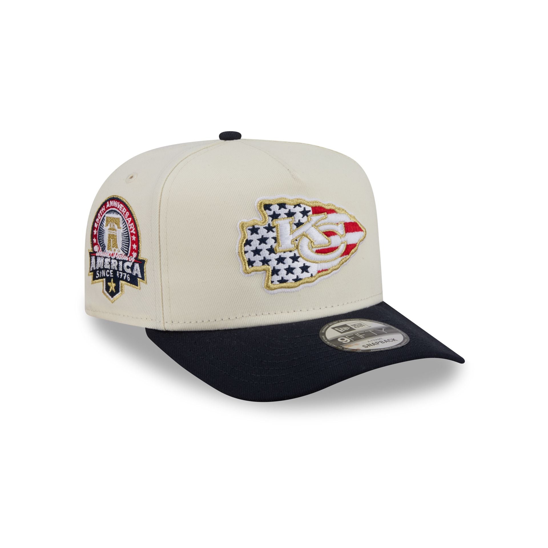 Kansas City Chiefs Chrome White Stars and Stripes 9FIFTY A-Frame Snapb