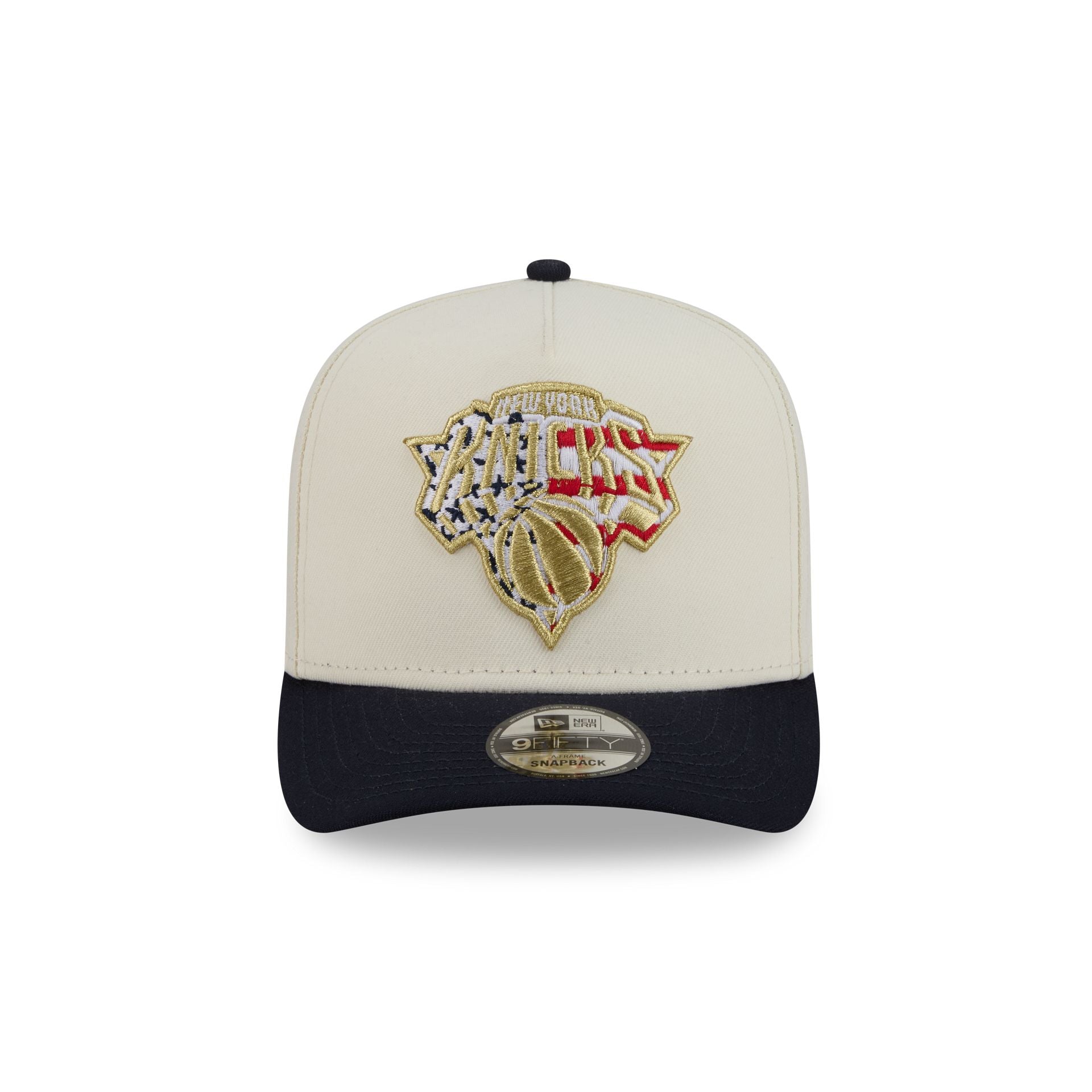 New York Knicks Chrome White Stars and Stripes 9FIFTY A-Frame Snapback Hat - Image 2